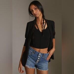 Pilcro Low Slung Cut Off Denim Shorts Exposed Button Fly Size 25 Mid Rise